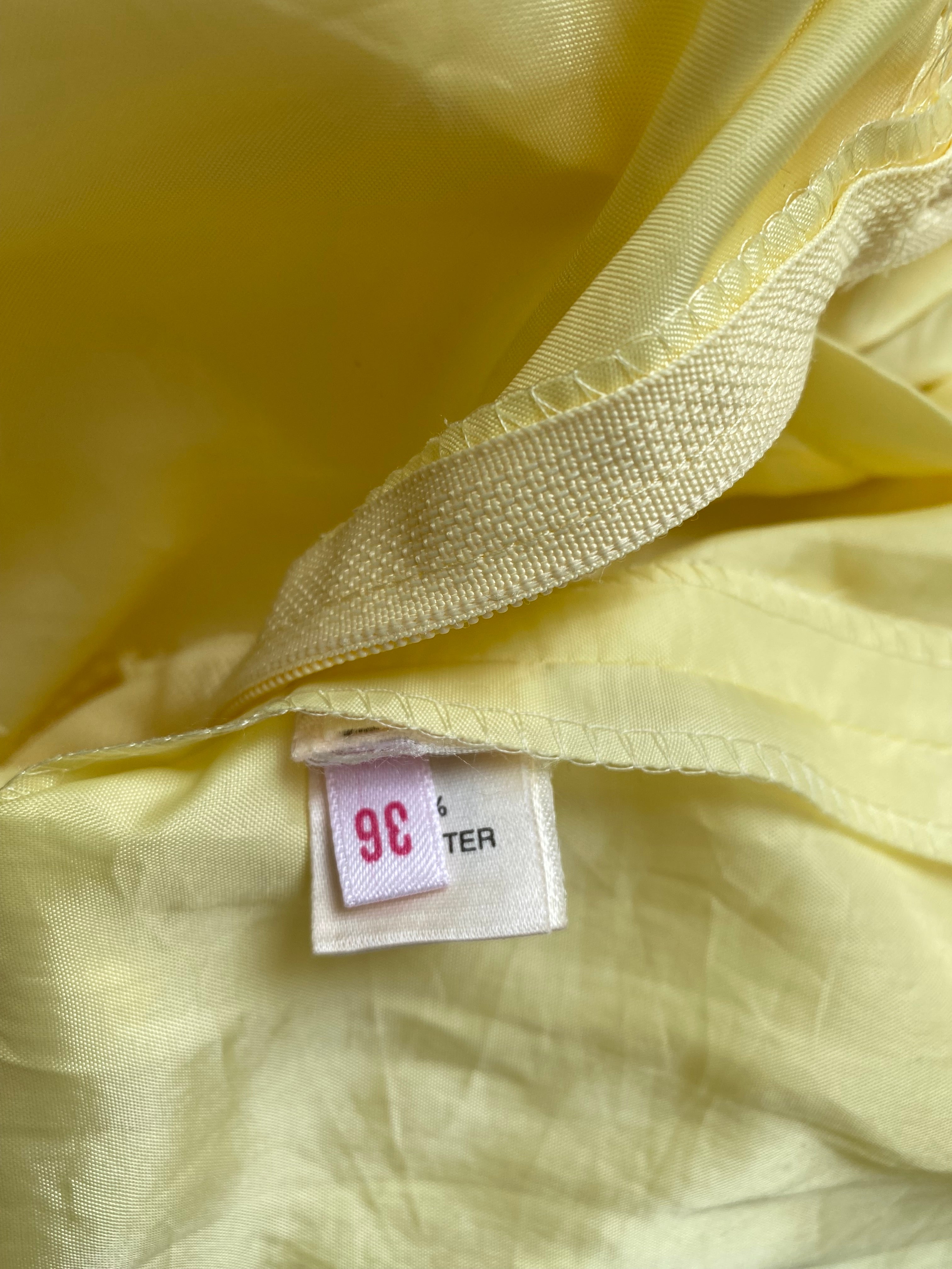 1980s Yellow Romantic Milkmaid Dress-Basque Waist Eyelet Ruffle Cocktail Dress