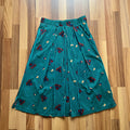 1980s Cotton Pleated Midi Skirt-High Waisted Preppy Summer Skirt-Striped Aline Skirt EU 38