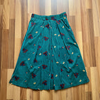 1980s Cotton Pleated Midi Skirt-High Waisted Preppy Summer Skirt-Striped Aline Skirt EU 38