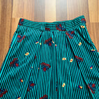 1980s Cotton Pleated Midi Skirt-High Waisted Preppy Summer Skirt-Striped Aline Skirt EU 38