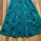 1980s Cotton Pleated Midi Skirt-High Waisted Preppy Summer Skirt-Striped Aline Skirt EU 38
