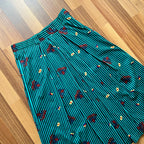 1980s Cotton Pleated Midi Skirt-High Waisted Preppy Summer Skirt-Striped Aline Skirt EU 38