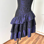 1980s Taffeta Prom Party Dress-Purple Black Cocktail Dress