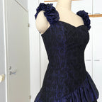 1980s Taffeta Prom Party Dress-Purple Black Cocktail Dress