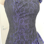 1980s Taffeta Prom Party Dress-Purple Black Cocktail Dress