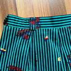 1980s Cotton Pleated Midi Skirt-High Waisted Preppy Summer Skirt-Striped Aline Skirt EU 38