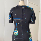 1970s KAUNOTAR Black Floral Maxi Dress-Puff Sleeves Finnish Vintage Dress