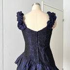 1980s Taffeta Prom Party Dress-Purple Black Cocktail Dress