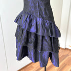 1980s Taffeta Prom Party Dress-Purple Black Cocktail Dress