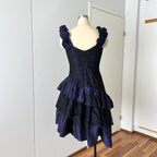 1980s Taffeta Prom Party Dress-Purple Black Cocktail Dress