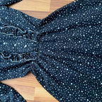 1970s Polka Dot Prairie Maxi Dress Ruffled High Neck Gothic Long Sleeves Victorian Style Tiered