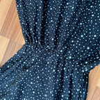 1970s Polka Dot Prairie Maxi Dress Ruffled High Neck Gothic Long Sleeves Victorian Style Tiered