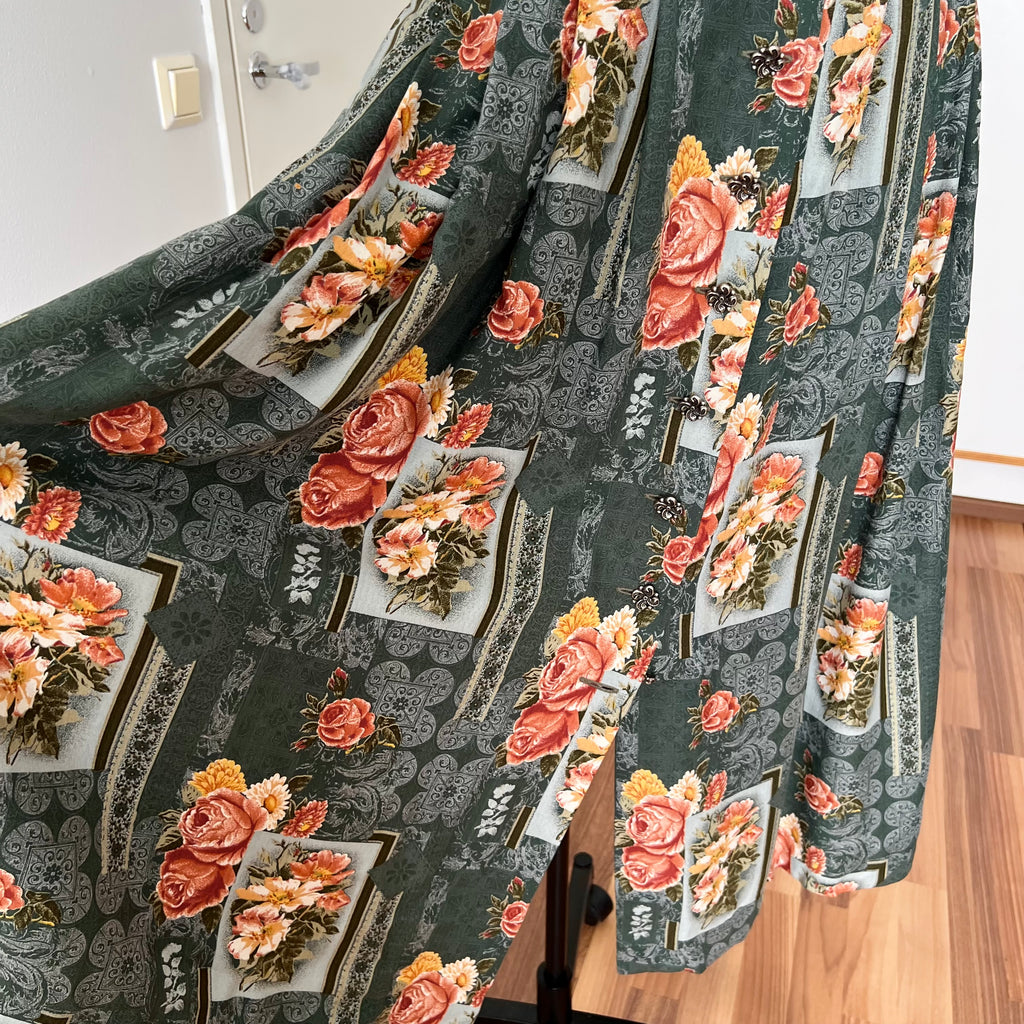 1990s ISOLA Austrian Folk Trachten Dress-Dark Floral Maxi Dirndl Dress EU 40