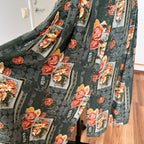 1990s ISOLA Austrian Folk Trachten Dress-Dark Floral Maxi Dirndl Dress EU 40
