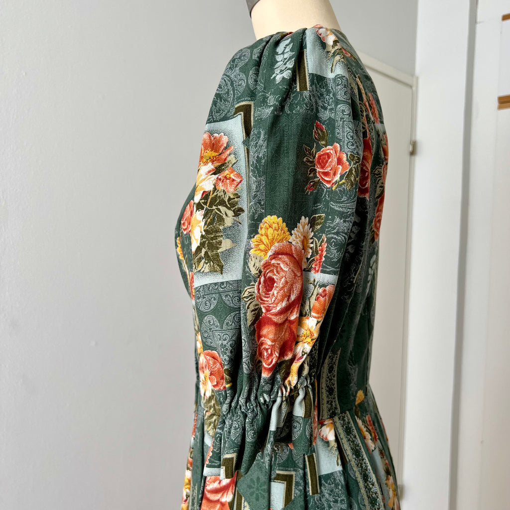 1990s ISOLA Austrian Folk Trachten Dress-Dark Floral Maxi Dirndl Dress EU 40