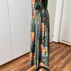 1990s ISOLA Austrian Folk Trachten Dress-Dark Floral Maxi Dirndl Dress EU 40