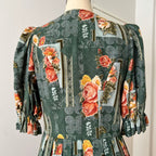 1990s ISOLA Austrian Folk Trachten Dress-Dark Floral Maxi Dirndl Dress EU 40