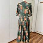 1990s ISOLA Austrian Folk Trachten Dress-Dark Floral Maxi Dirndl Dress EU 40