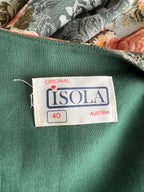 1990s ISOLA Austrian Folk Trachten Dress-Dark Floral Maxi Dirndl Dress EU 40