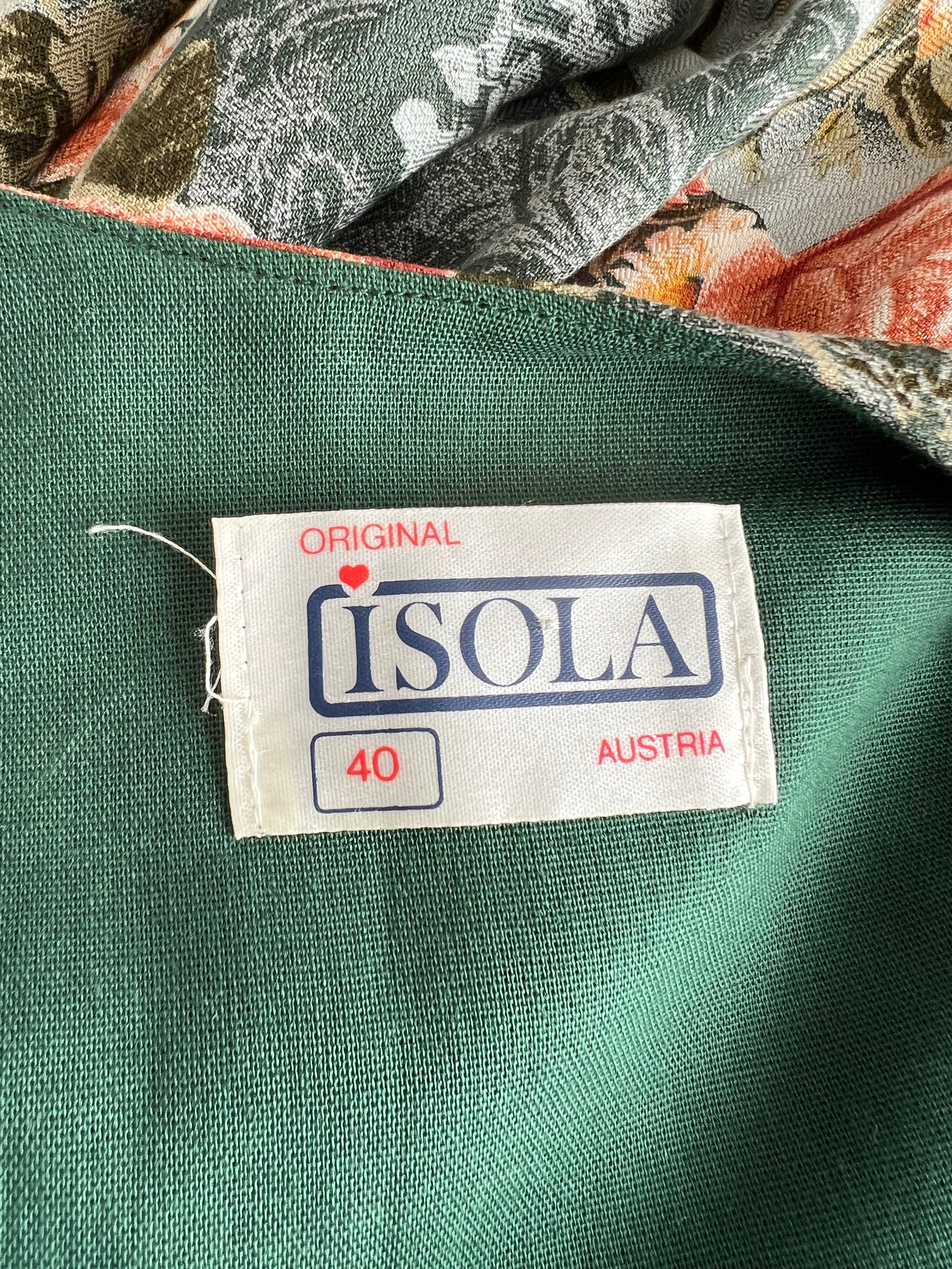 1990s ISOLA Austrian Folk Trachten Dress-Dark Floral Maxi Dirndl Dress EU 40