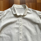 1980s Vintage Embroidered Linen Blouse White Bavarian Folk Prairie Shirt Button Front