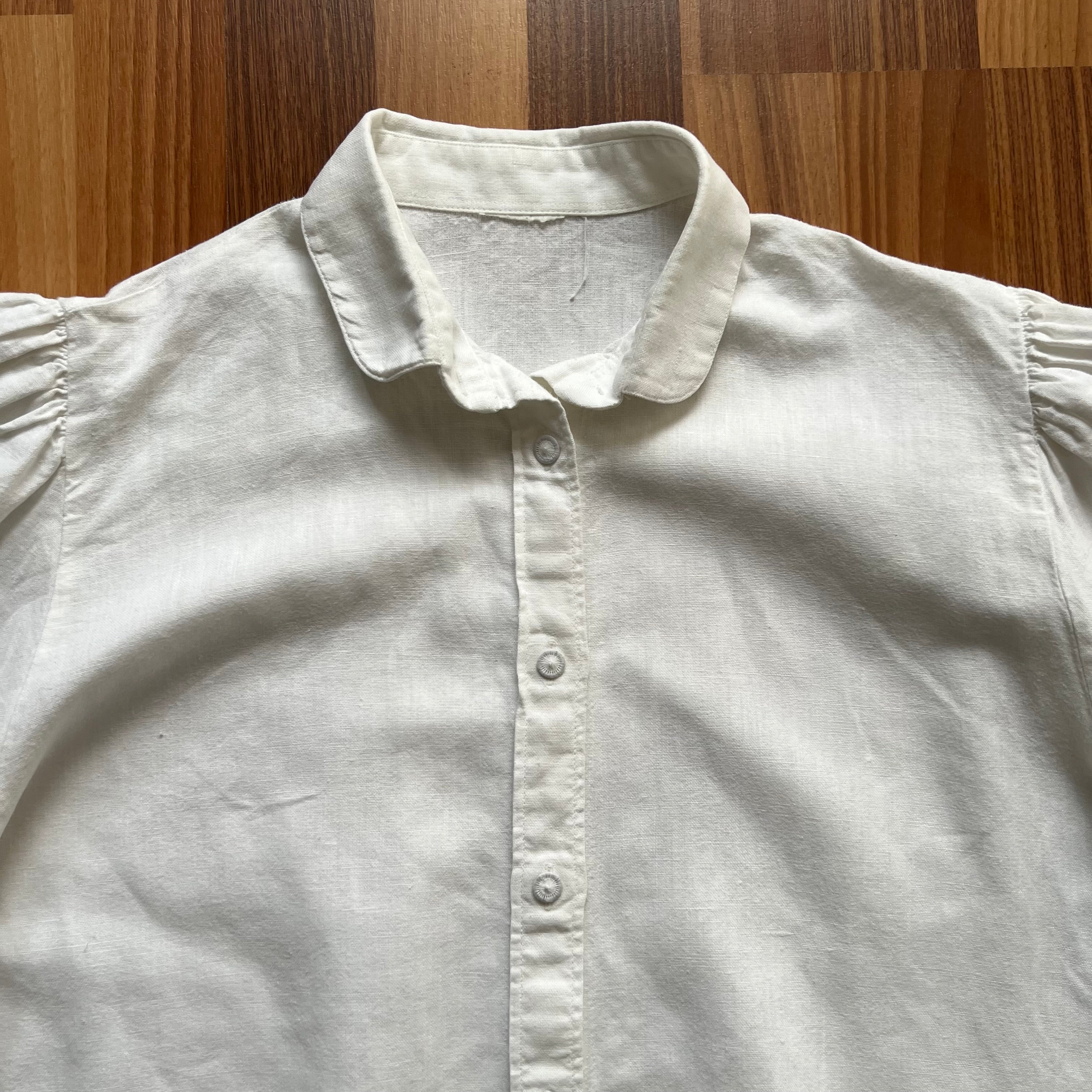 1980s Vintage Embroidered Linen Blouse White Bavarian Folk Prairie Shirt Button Front