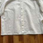 1980s Vintage Embroidered Linen Blouse White Bavarian Folk Prairie Shirt Button Front