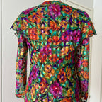 1980s Metallic Floral Drop Waist Dress-Long Sleeves Boho Midi Cocktail Party Dress