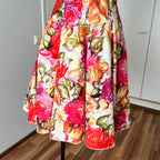 1980s Floral Rockabilly Cotton Dress-Off Shoulder Portrait Fit and Flare Swing Dress-80s Does 50s