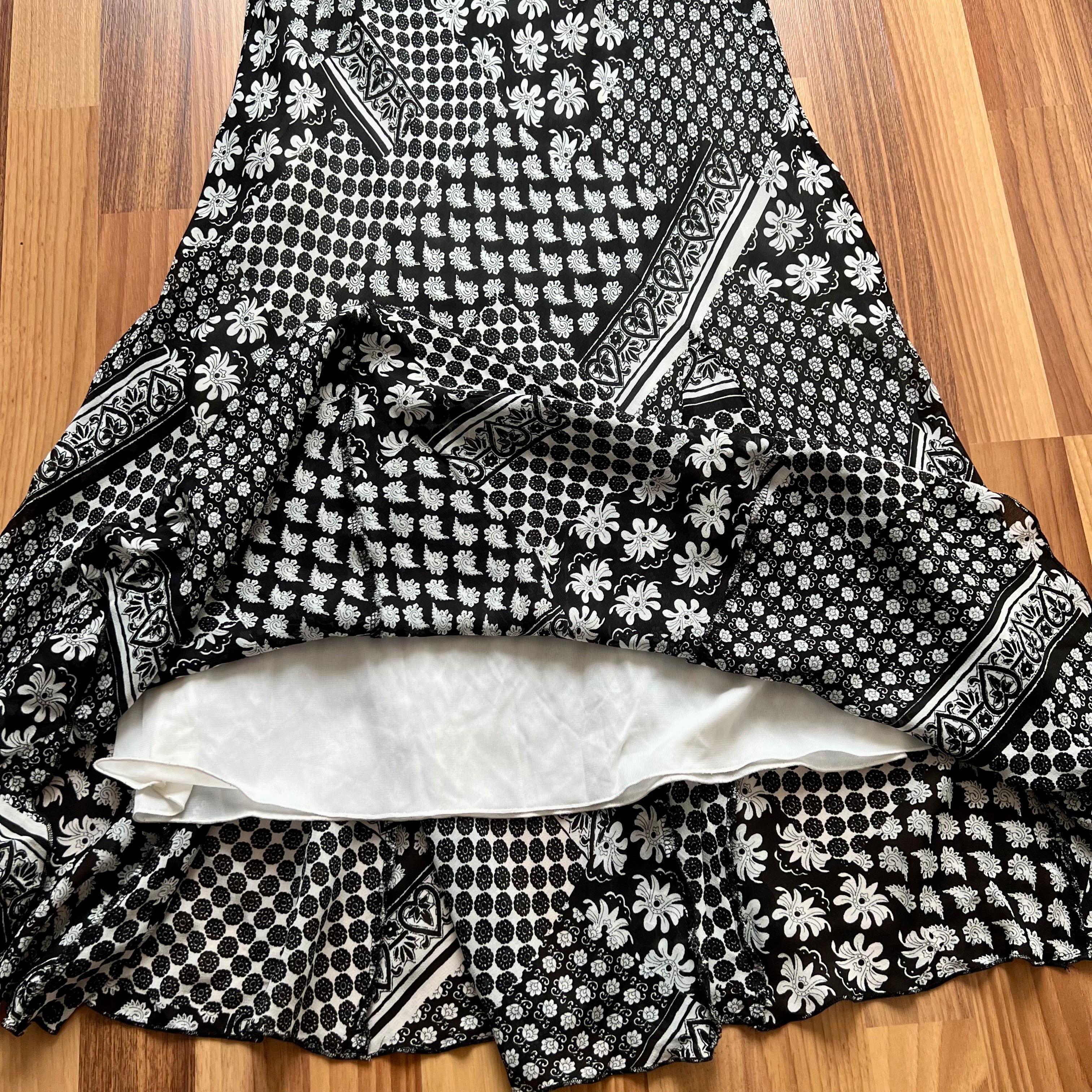 1990s Bias Cut Viscose Midi Dress-Y2K Flutter Sleeves V Neck Fairy Dress Whimsygoth EU 38