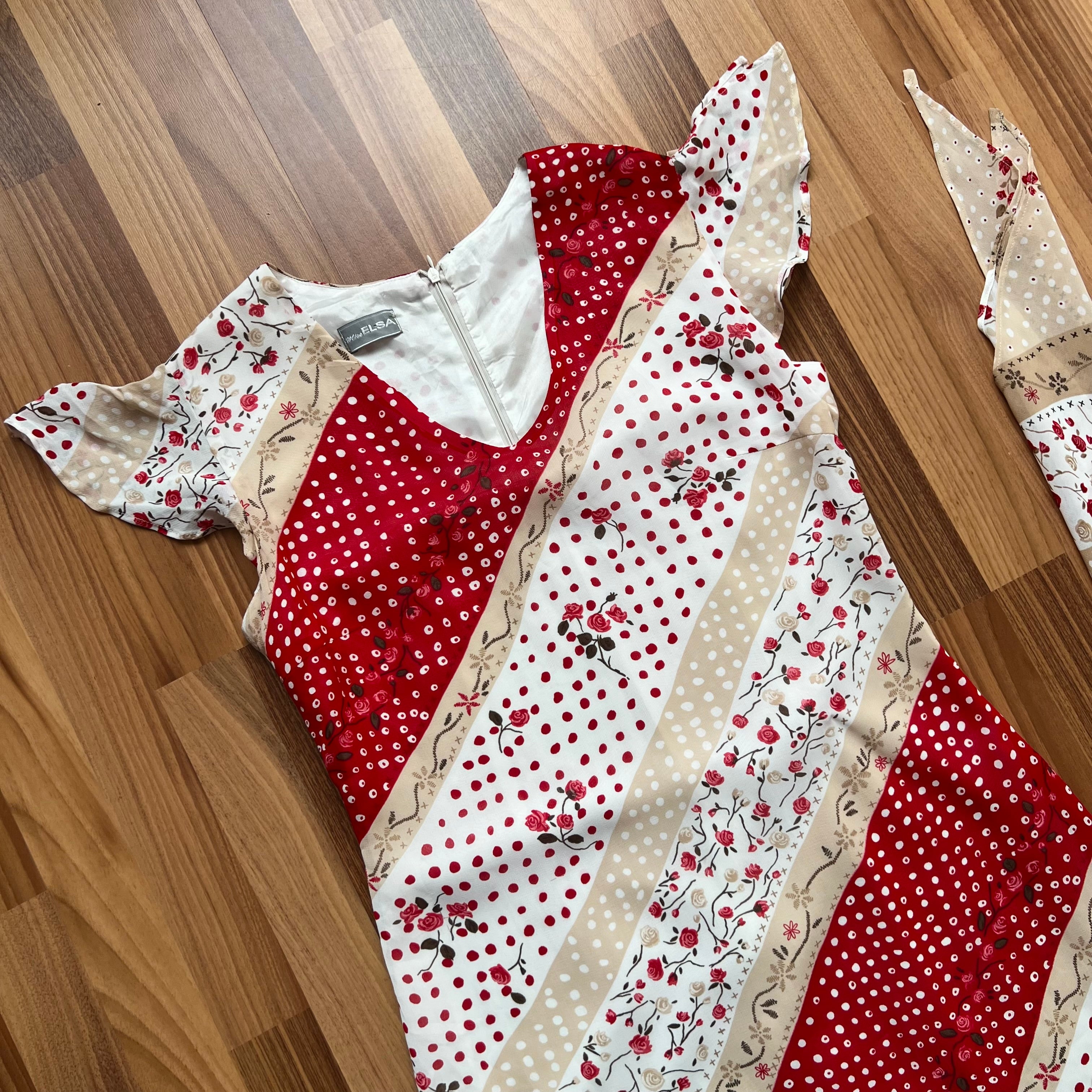 90s Floral Bias Cut Maxi Dress & Scarf French Vintage Viscose Romantic Boho Day Dress
