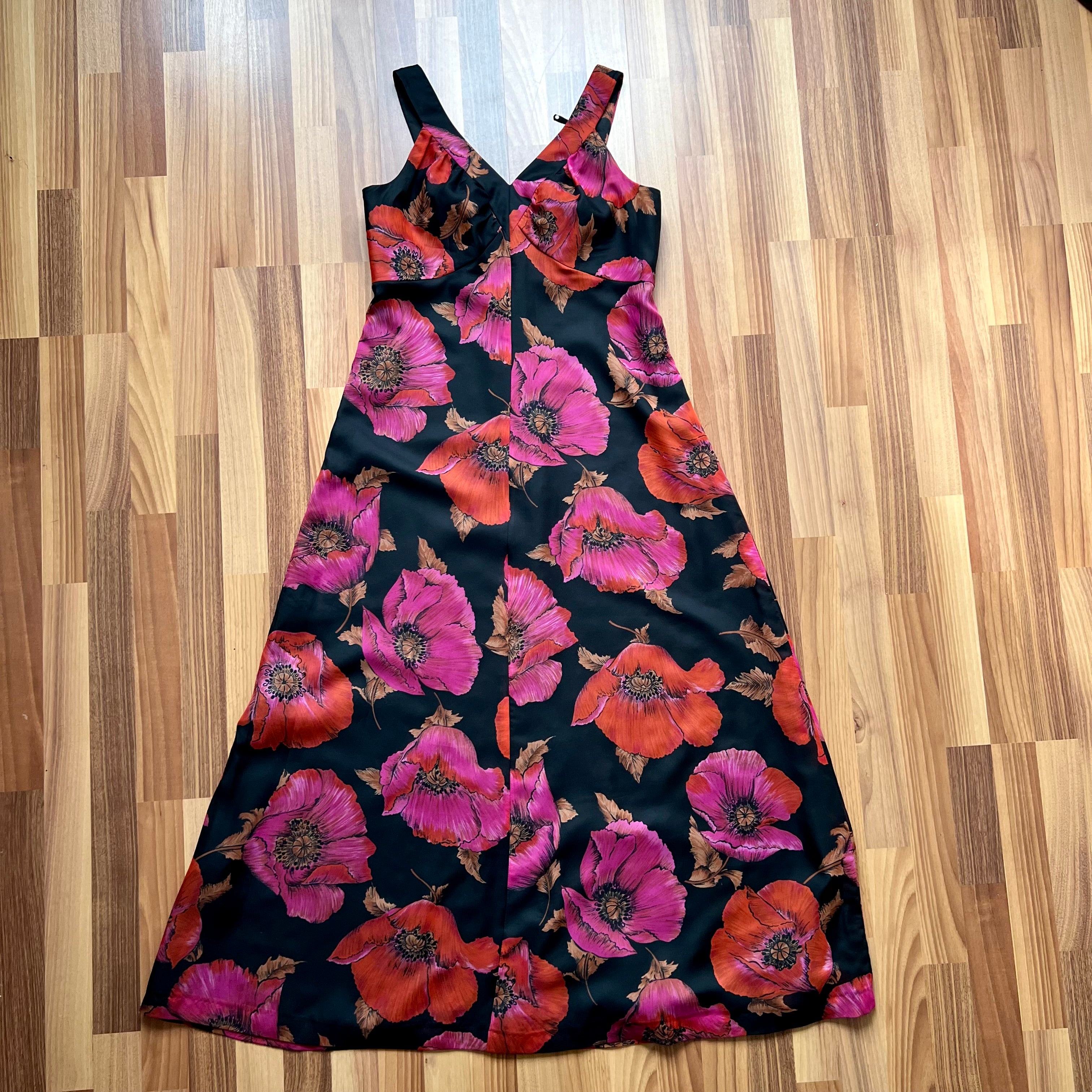 1970s Vintage Floral Maxi Dress-Sleeveless V Neck Summer Sun Dress
