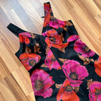 1970s Vintage Floral Maxi Dress-Sleeveless V Neck Summer Sun Dress