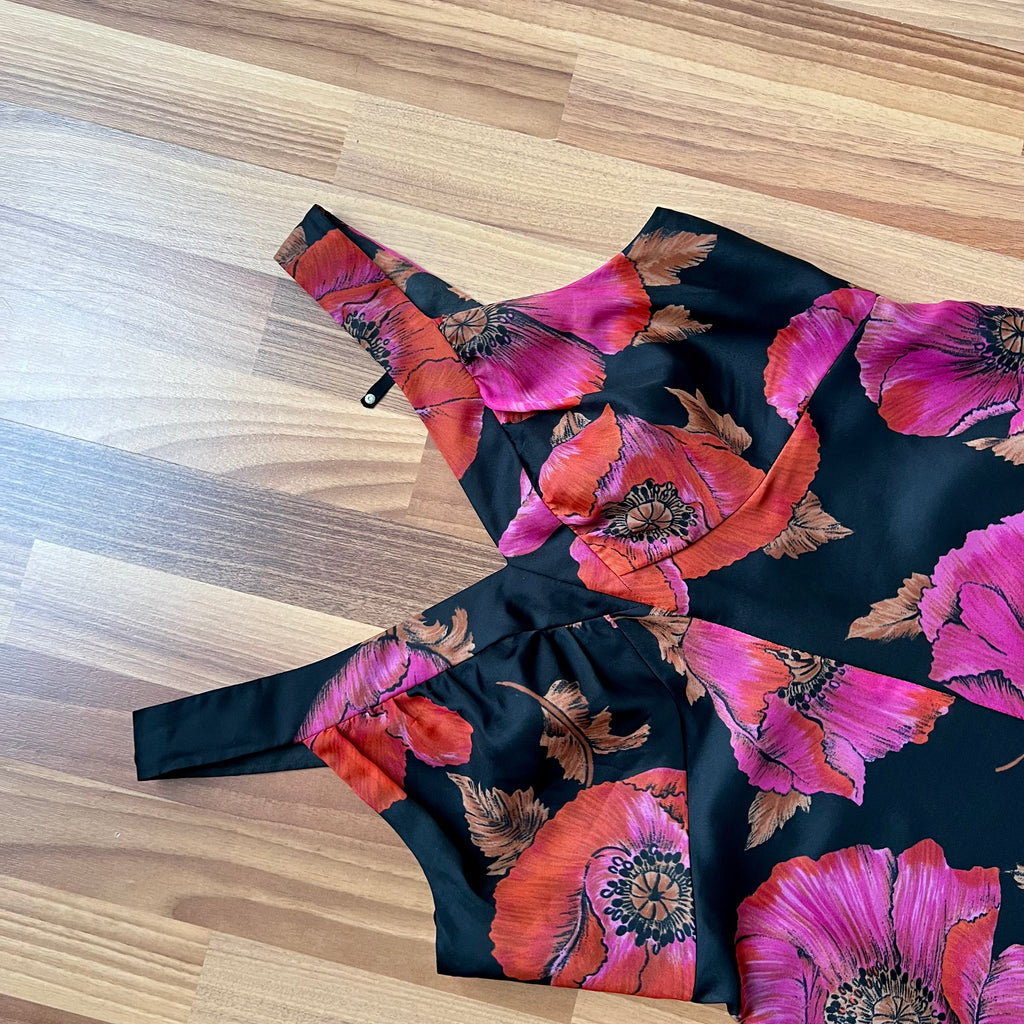 1970s Vintage Floral Maxi Dress-Sleeveless V Neck Summer Sun Dress