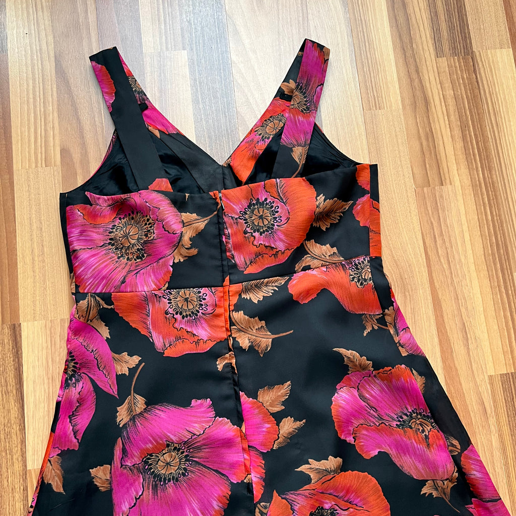 1970s Vintage Floral Maxi Dress-Sleeveless V Neck Summer Sun Dress