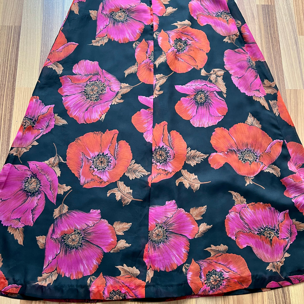 1970s Vintage Floral Maxi Dress-Sleeveless V Neck Summer Sun Dress