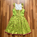 Vintage German Floral Cotton Dirndl-Green Oktoberfest Outfit-Bavarian Trachten Dress EU 36