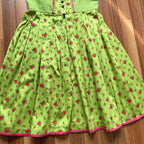Vintage German Floral Cotton Dirndl-Green Oktoberfest Outfit-Bavarian Trachten Dress EU 36