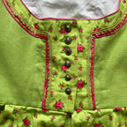 Vintage German Floral Cotton Dirndl-Green Oktoberfest Outfit-Bavarian Trachten Dress EU 36