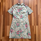 1970s Vintage Floral Shift Dress-Short Sleeves Mini Mod Dress-Retro Secretary Day Dress