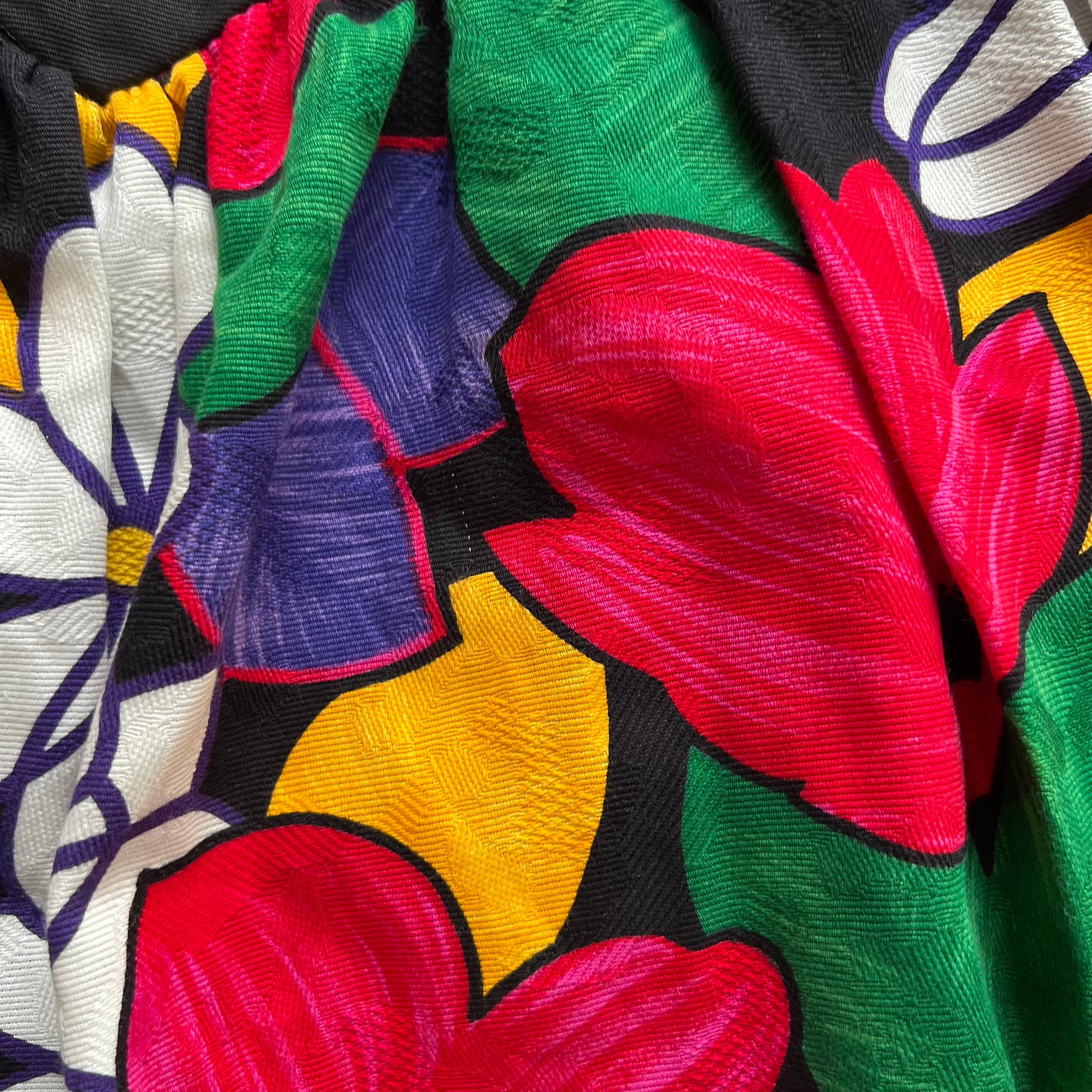 1980s Strapless Bubble Hem Dress Floral Cotton Cocktail Party Dress-West Germany Vintage