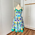 1980s VERA MONT Floral Party Dress-Sweetheart Bustier Cocktail Dress
