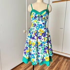 1980s VERA MONT Floral Party Dress-Sweetheart Bustier Cocktail Dress