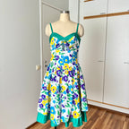 1980s VERA MONT Floral Party Dress-Sweetheart Bustier Cocktail Dress