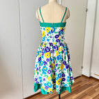 1980s VERA MONT Floral Party Dress-Sweetheart Bustier Cocktail Dress