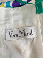 1980s VERA MONT Floral Party Dress-Sweetheart Bustier Cocktail Dress