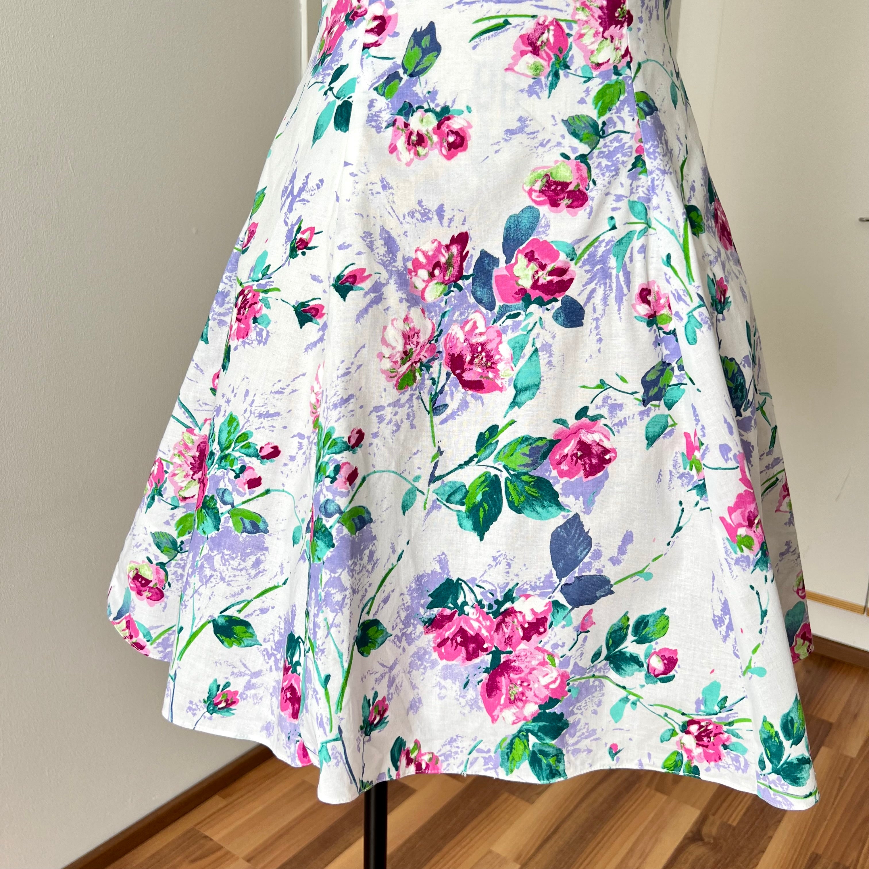 1990s STEPPIN' OUT Cotton Floral Dress-Tie Back Floral Swing Dress Rockabilly