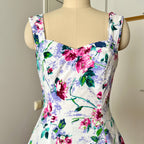 1990s STEPPIN' OUT Cotton Floral Dress-Tie Back Floral Swing Dress Rockabilly