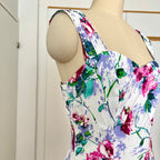 1990s STEPPIN' OUT Cotton Floral Dress-Tie Back Floral Swing Dress Rockabilly