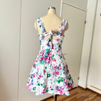 1990s STEPPIN' OUT Cotton Floral Dress-Tie Back Floral Swing Dress Rockabilly